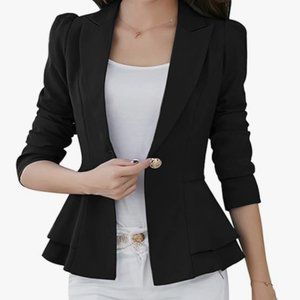 Black retro vintage flared blazer
